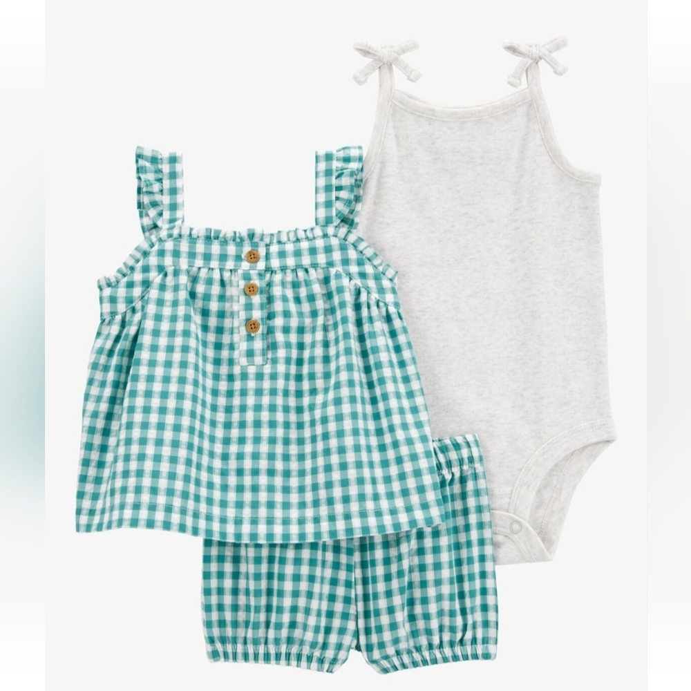 Carter's Turquoise Gingham Baby Dress & Bodysuit